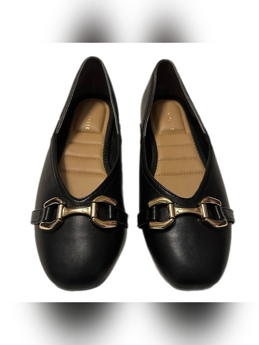 Kelly & Katie SIENA Black Faux Leather Round Toe Bit Flats Women’s 6.5 M